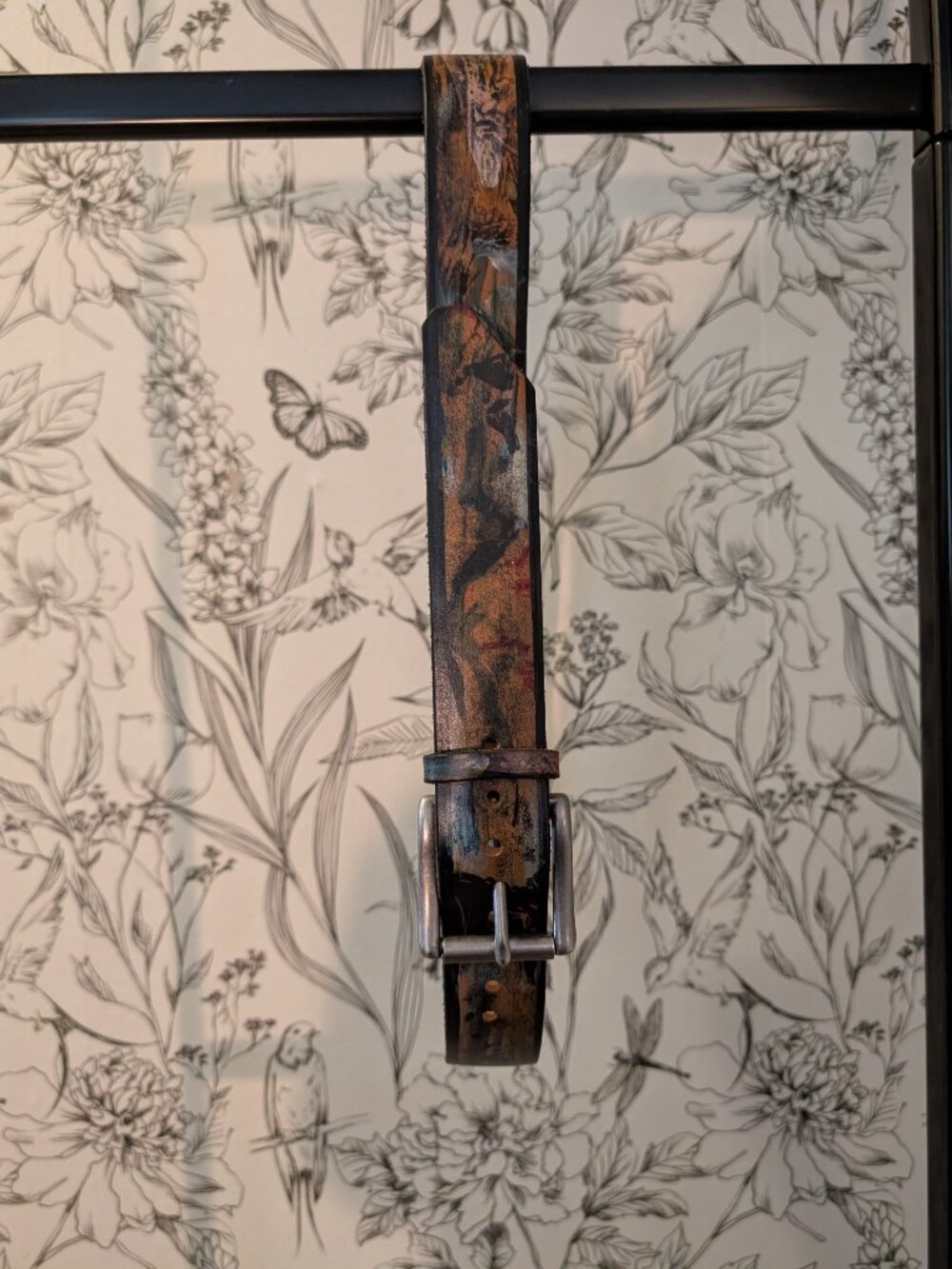 Distressed Leather Belt | Artisan Boho Style | Silver Buckle